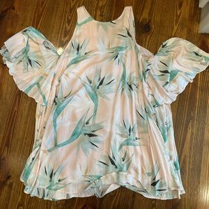 Adorable lined beach/tropical vibe dress / drop shoulder